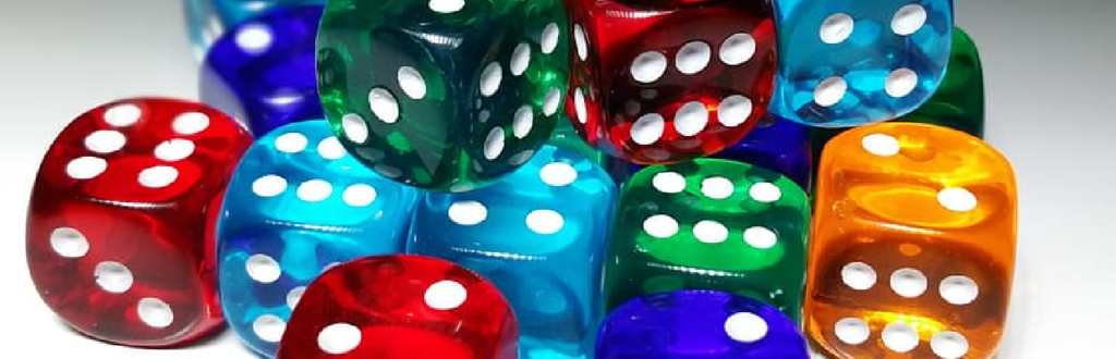 Image of multiple colorful dice.