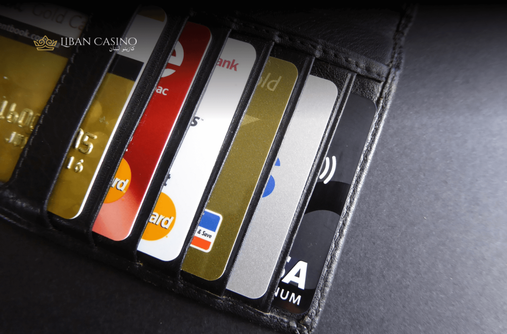 Credit and debit cards in a wallet.